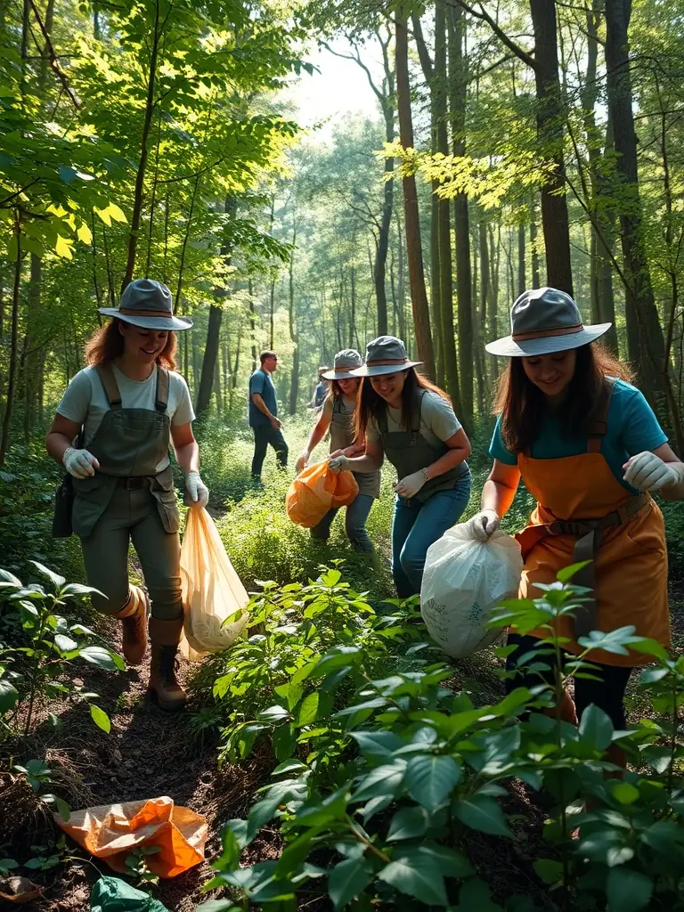 A photograph of association members working together on a conservation project, highlighting the sense of community and shared purpose.