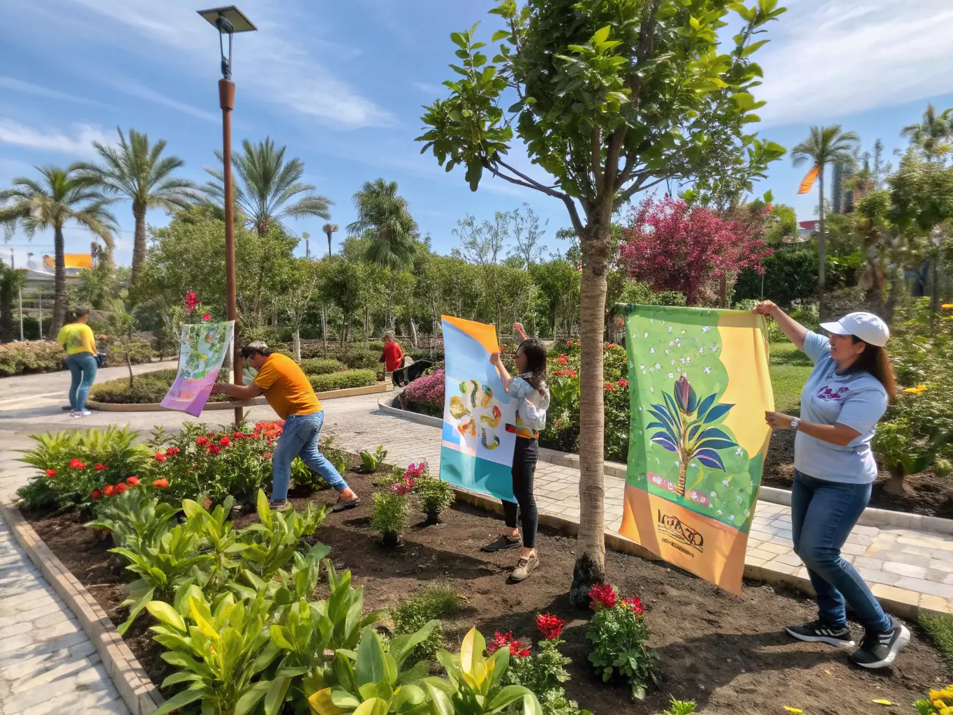 A photograph depicting a group of volunteers participating in a habitat restoration project, planting native trees and shrubs in a deforested area. The image should convey a sense of community involvement and environmental responsibility.