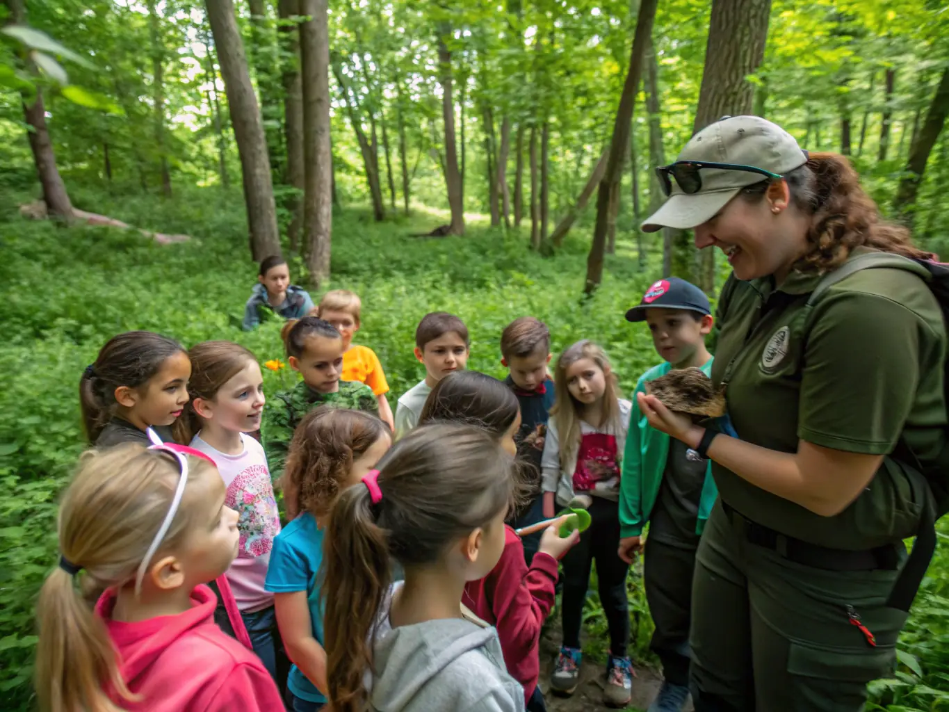 A group of children participating in an educational workshop about wildlife conservation, highlighting the importance of environmental education and community engagement.